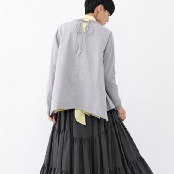 Lanvin En Bleu Mixed Media Cardigan Gray IT 38 Asymmetrical Lagenlook - Picture 3 of 13